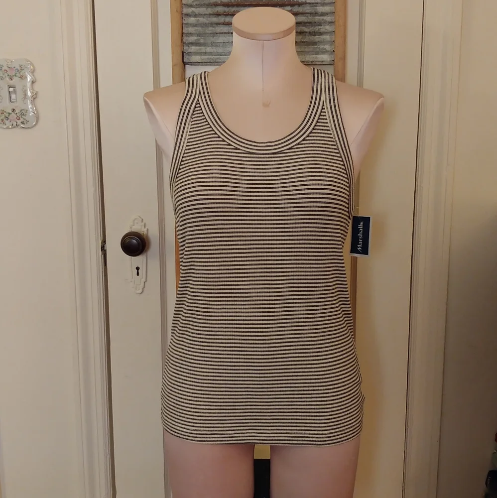 American Eagle Ribbed Tank Top Striped Soft and Sexy Shirt - Picture 4 of 6